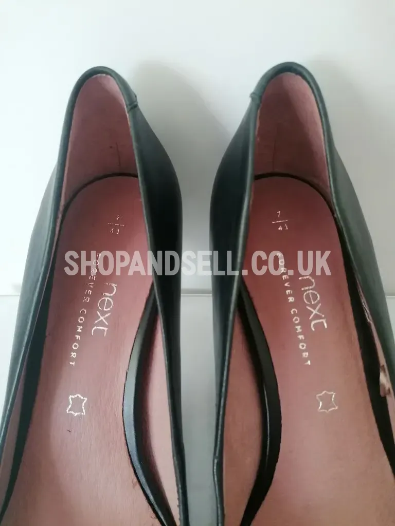 Next Forever Comfort Black Leather Stiletto Heels. Mid-heel height. Size 7UK/41EUR