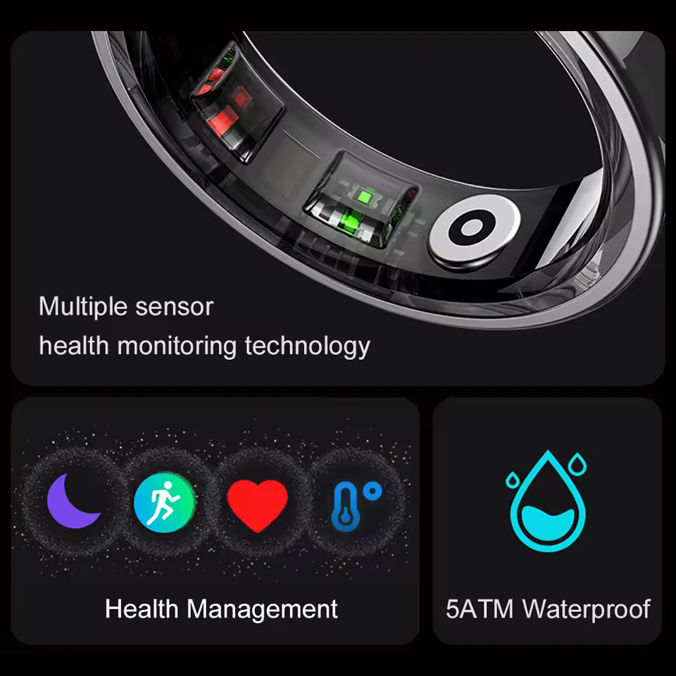 2024 COLMI R09 Smart Ring Men Women with Charging Case, Health and Sleep Monitor, Skin Temperature Monitor, 60 days battery life