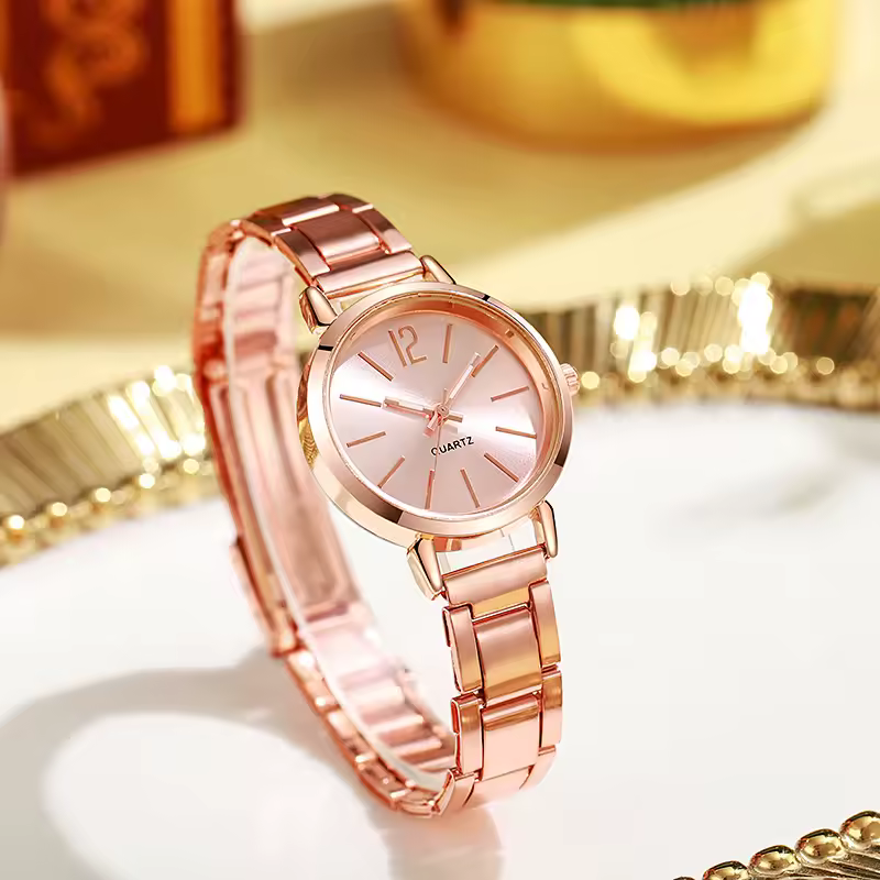 2pcs Set Watch Luxury Women Simple Dial Hollow Strap