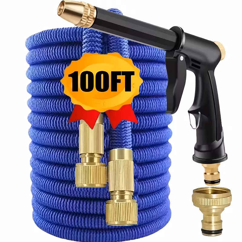 Expandable Garden Hose Set with High-Pressure Nozzle