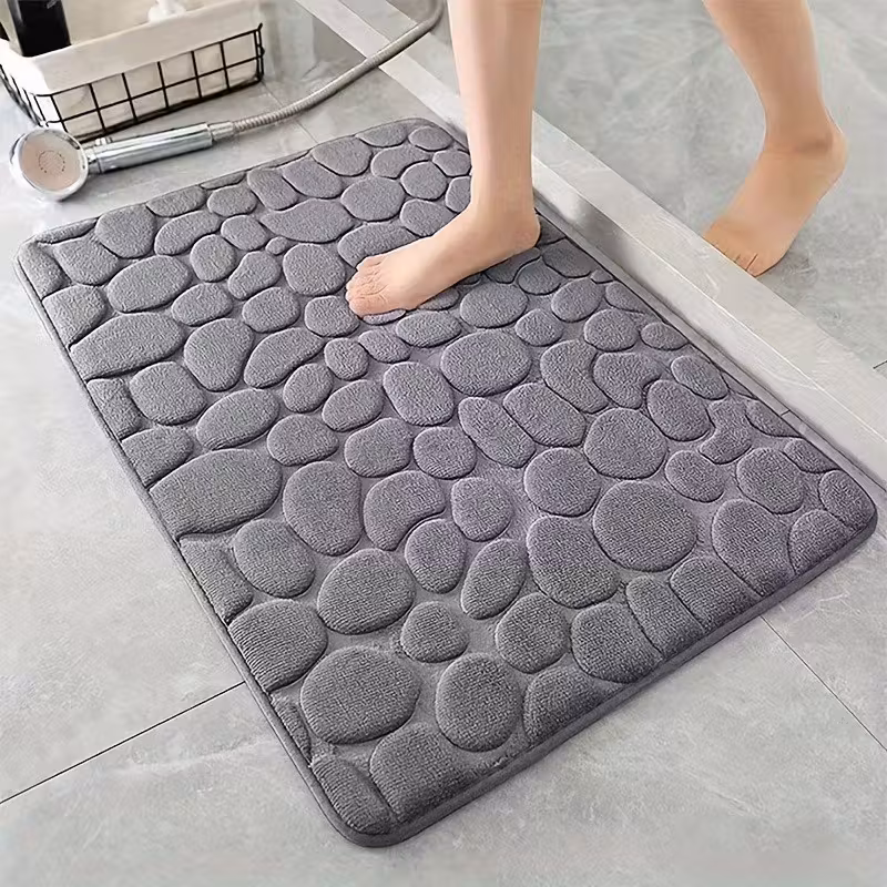 Stone-Pressed Bathroom Floor Mat