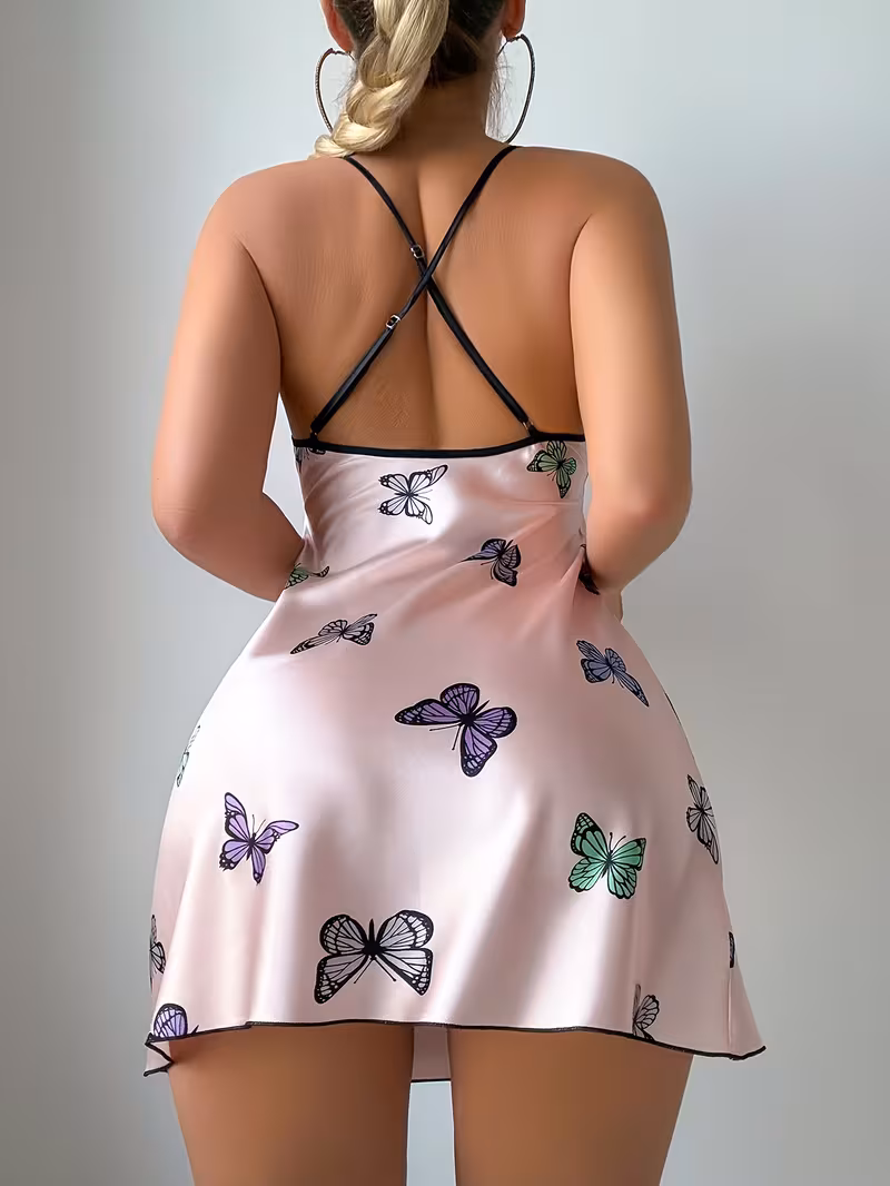 Women's Sexy Butterfly Print Slip Dress