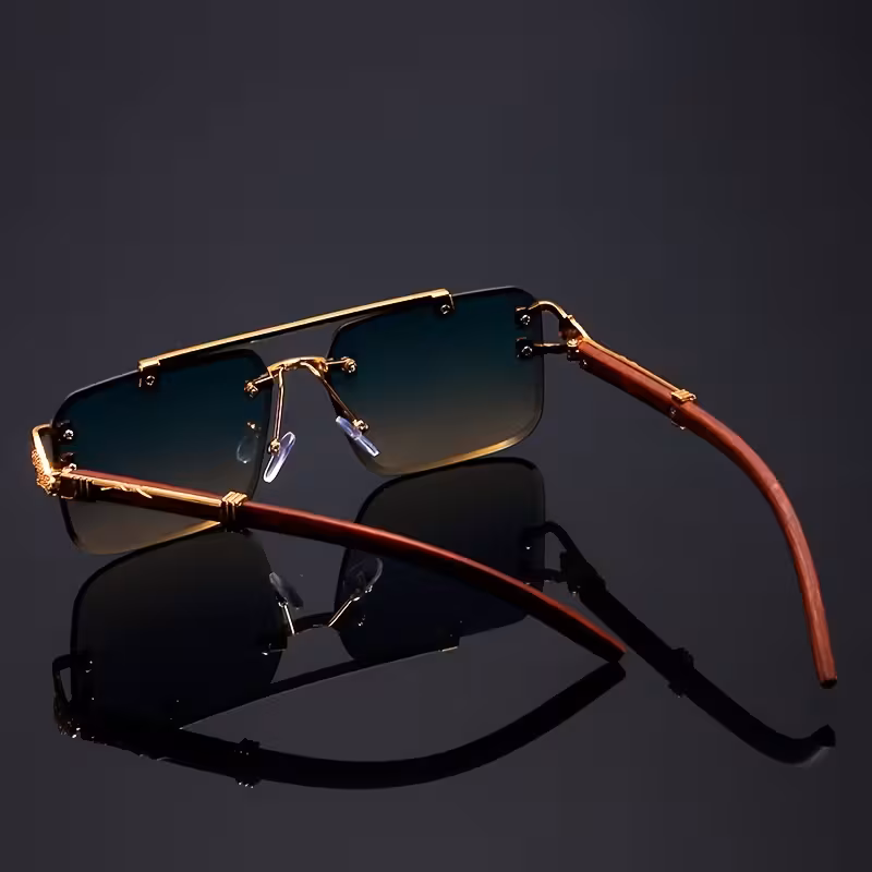 Vintage Double-Bridge Green Fashion Frameless Eyeglasses 