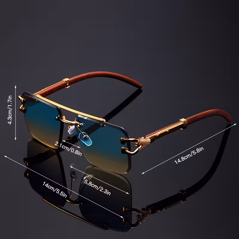 Vintage Double-Bridge Green Fashion Frameless Eyeglasses 