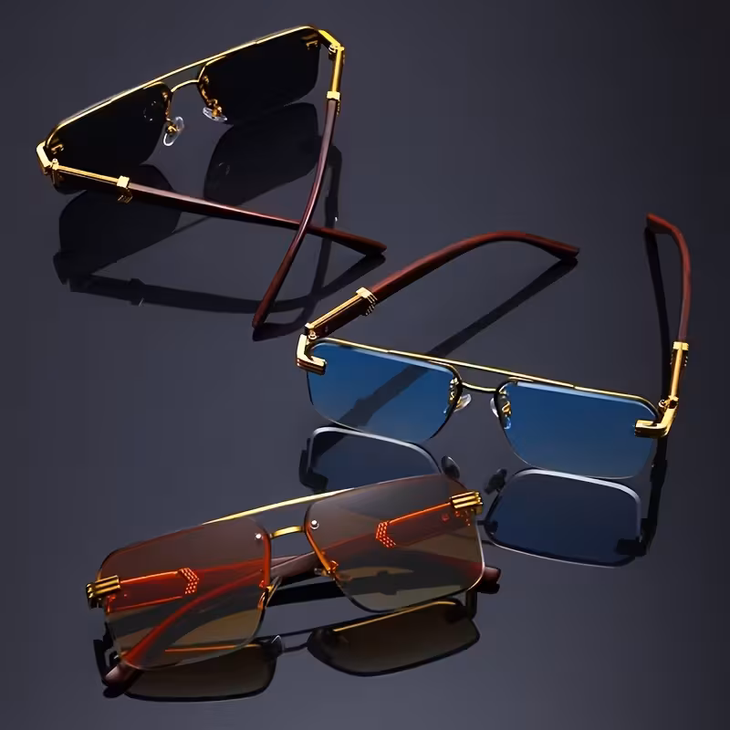 3pcs Retro Golden Fashion Glasses for Women And Men