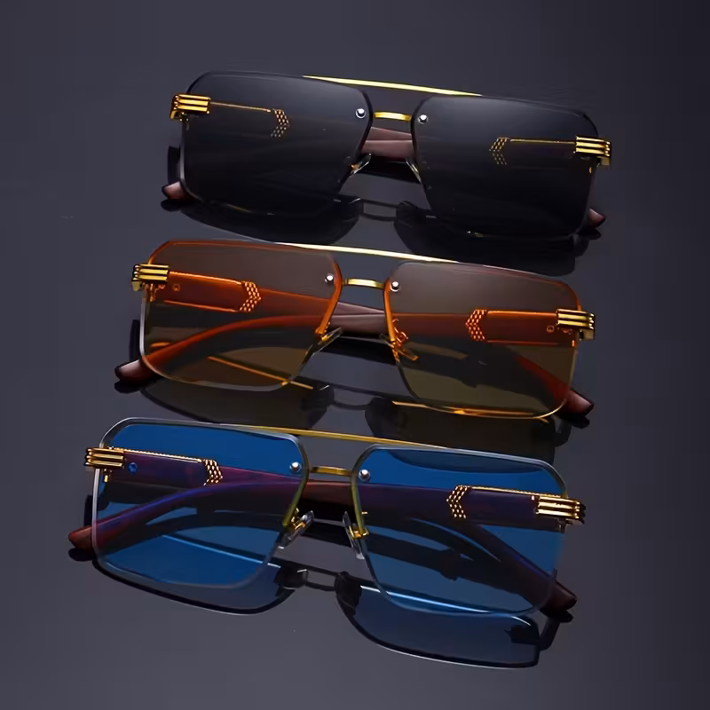 3pcs Retro Golden Fashion Glasses for Women And Men