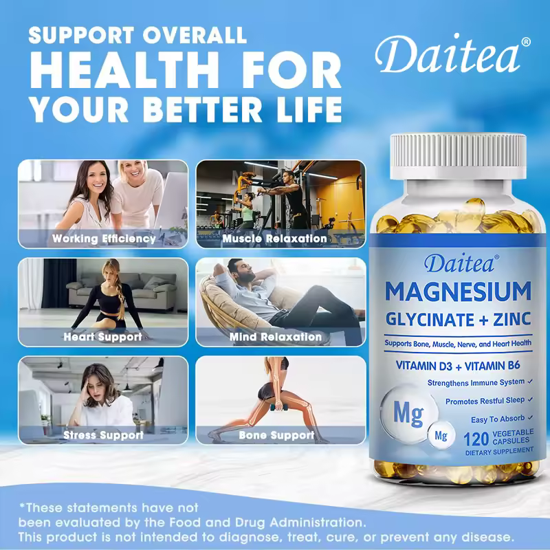 Daitea Magnesium and Zinc Capsules -Supplement to Support Muscle, Nerve, Joint and Heart Health