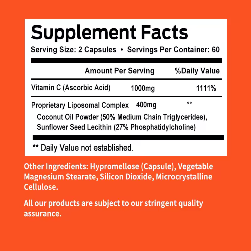 Vitamin C 1400 Mg - Bone Density, Heart and Brain Health and Natural