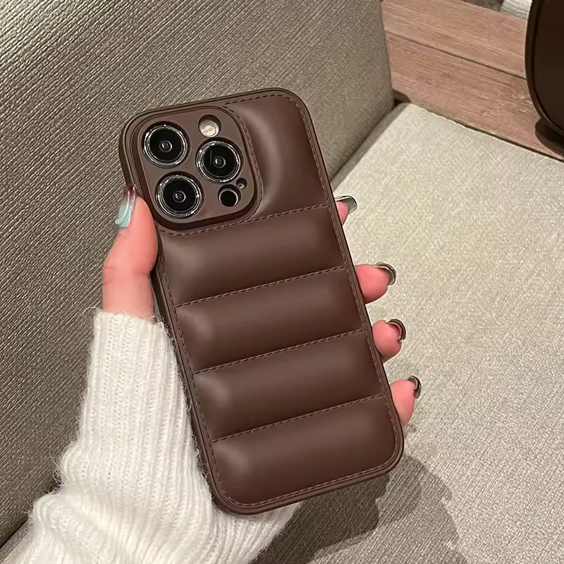 Luxury Down Jacket fine hole silicon case for iPhone