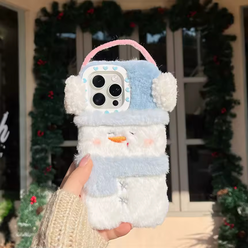Cute Cartoon Furry Snowman Case for iPhone