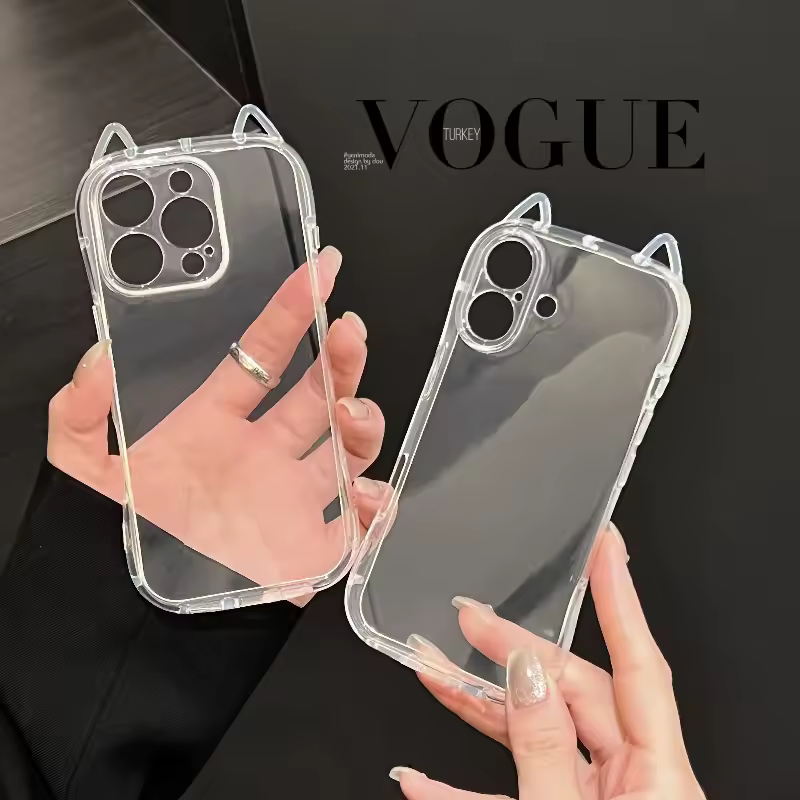 Cute Cartoon Cat Ear Silicone Case For IPhone