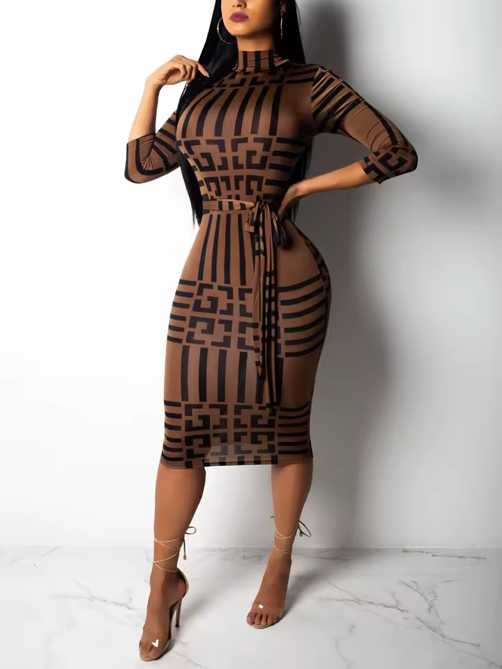 Fashion Women Spring Fall Elegant Dress Long Sleeve Sexy