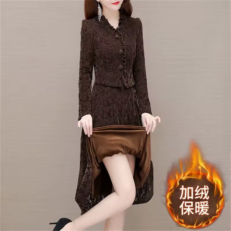 Thickened and Velvet Dress for Female 