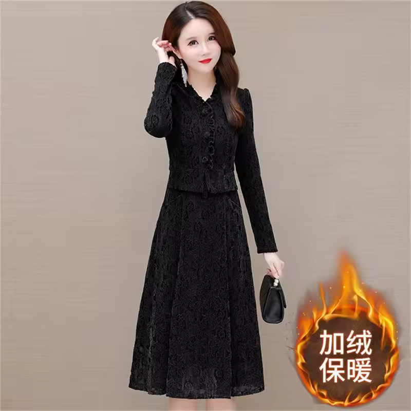 Thickened and Velvet Dress for Female 