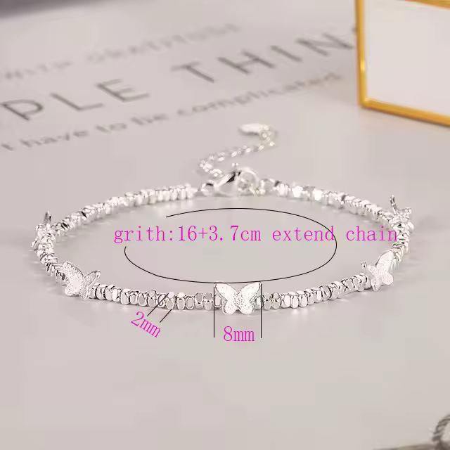 Sterling Silver Butterfly Bracelet for Girl 