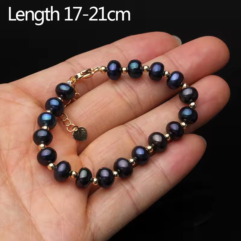 Real Natural Freshwater Black Pearl Bracelets Ladies 