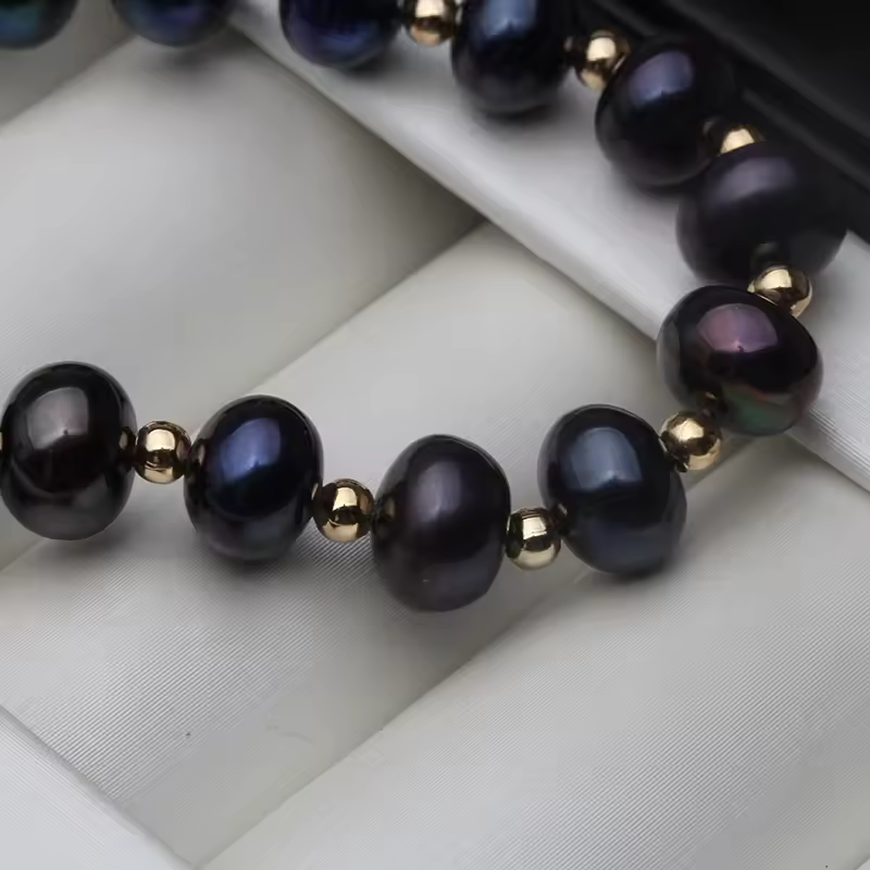 Real Natural Freshwater Black Pearl Bracelets Ladies 