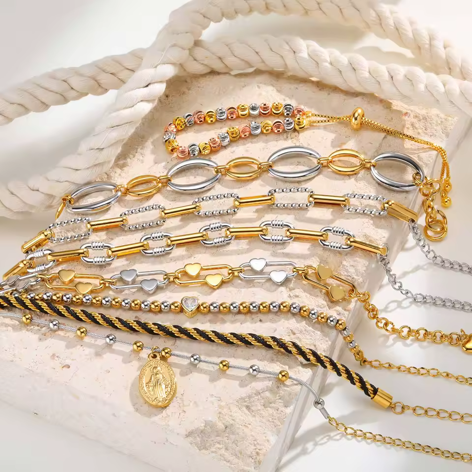 Two Tone Chain Bracelet for Wome