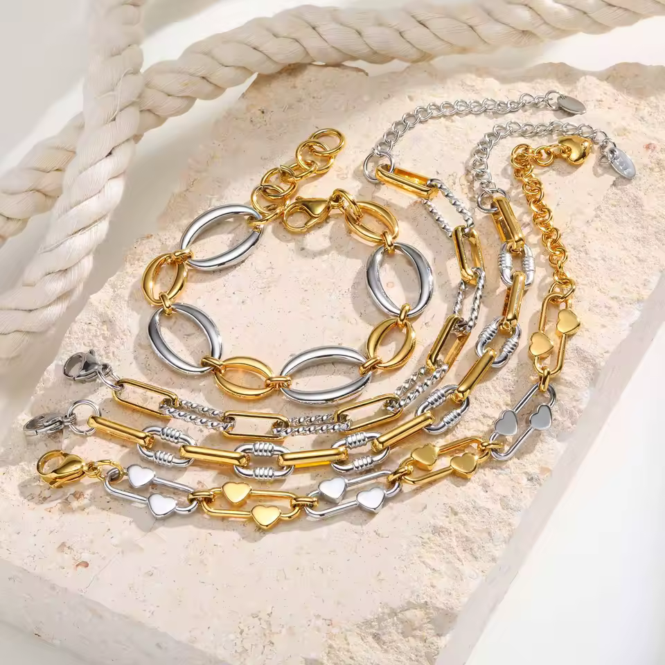Two Tone Chain Bracelet for Wome