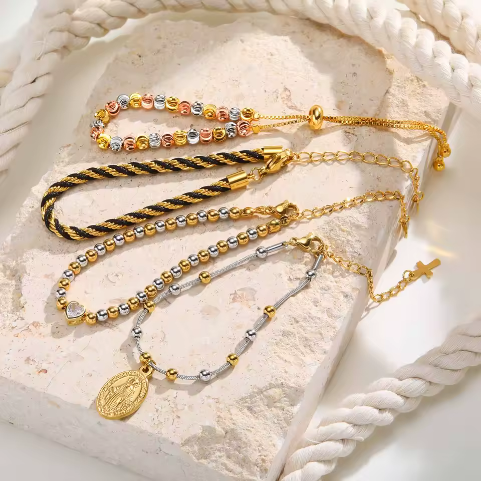 Two Tone Chain Bracelet for Wome