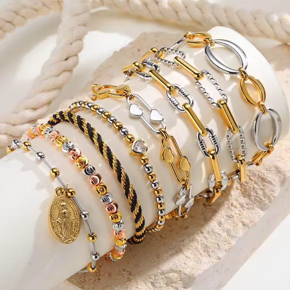 Two Tone Chain Bracelet for Wome