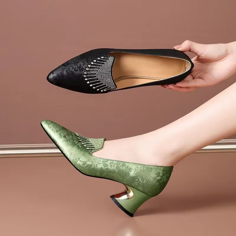 Women fashion light weight comfort square heel shoes