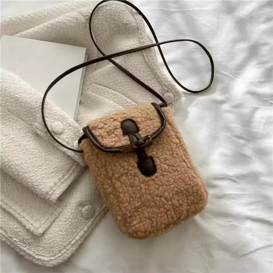Women's Retro Lamb Fleece Bag 