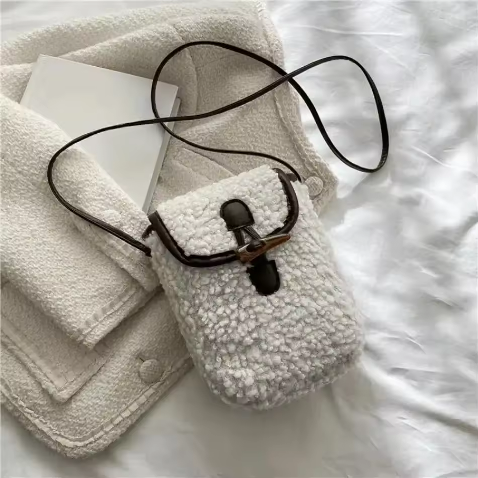 Women's Retro Lamb Fleece Bag 