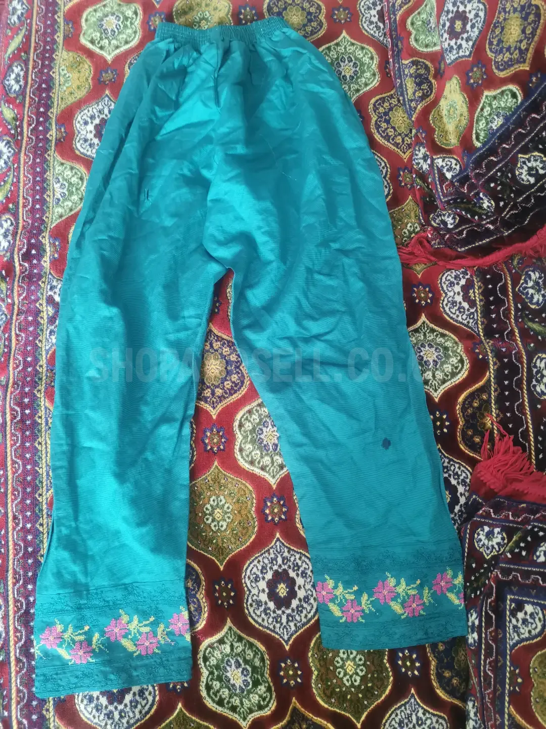  Teal Blue Women's Embroidered 2-Piece Traditional Outfit